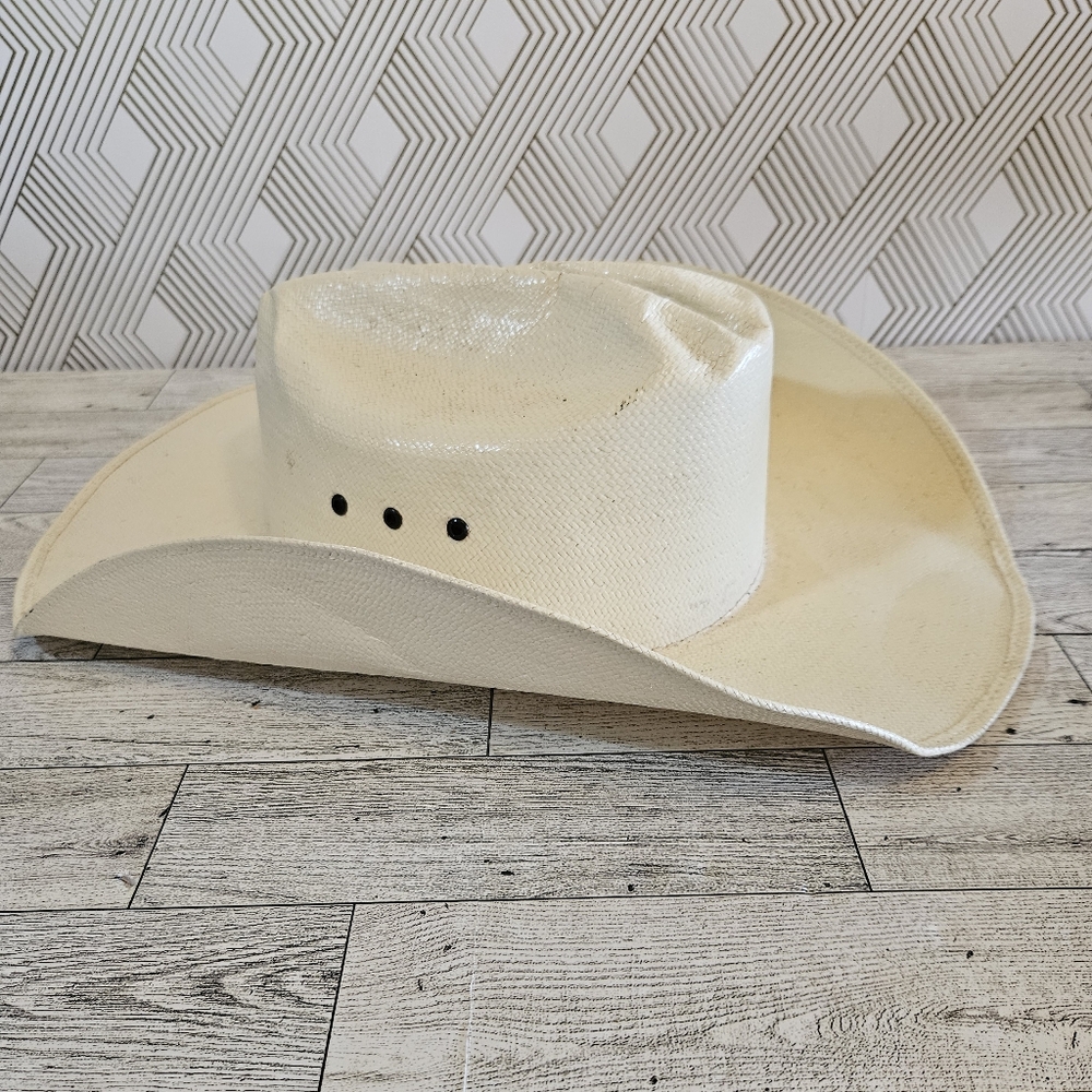 Hat N Hand Fort Worth TX Molded Straw Hat Bullrider Cowboy Hat  Mexico 7 1/2
